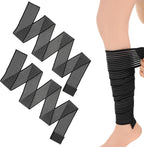 2 Pcs Hamstring & Thigh Calf Compression Sleeve Wraps, Adjustable Knee Lower Leg Calf Support Bandage Elastic Compression Sleeve for Men and Women Sport, Black