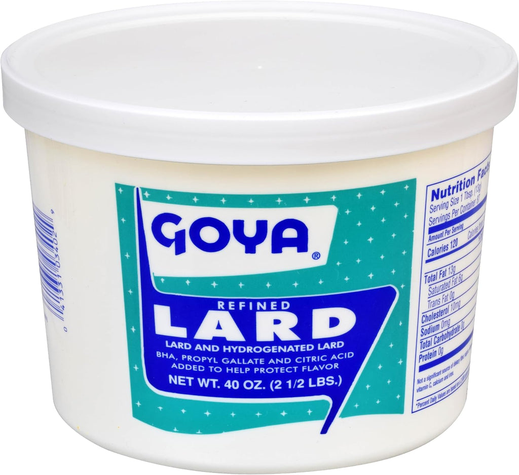 Goya Manteca Refined Lard for Cooking and Baking, Manteca De Cerdo, Lard Fat for Deep Frying, 2.5 lb.