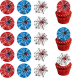 15pcs Edible Spider Edible Cake Topper, 5cm/2in Round Cartoon Theme Spider Birthday Cupcake Decorations Decor Picks for Kids Birthday Celebration Supplies