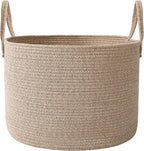 65L Extra Large Blanket Basket for Living Room - Woven Cotton Rope Laundry Hamper with Reinforced Handles - Storage Bin for Pillows, Comforters & Toys - Machine Washable,Oatmeal