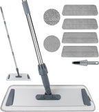 Microfiber Flat Mops for Floor Cleaning, Wet Dry and Dust Mop with 4 Reusable Washable Pads, Bathroom Kitchen Mop with Long Stainless Steel Handle for Laminate Hardwood Wooden Wall Vinyl Tile