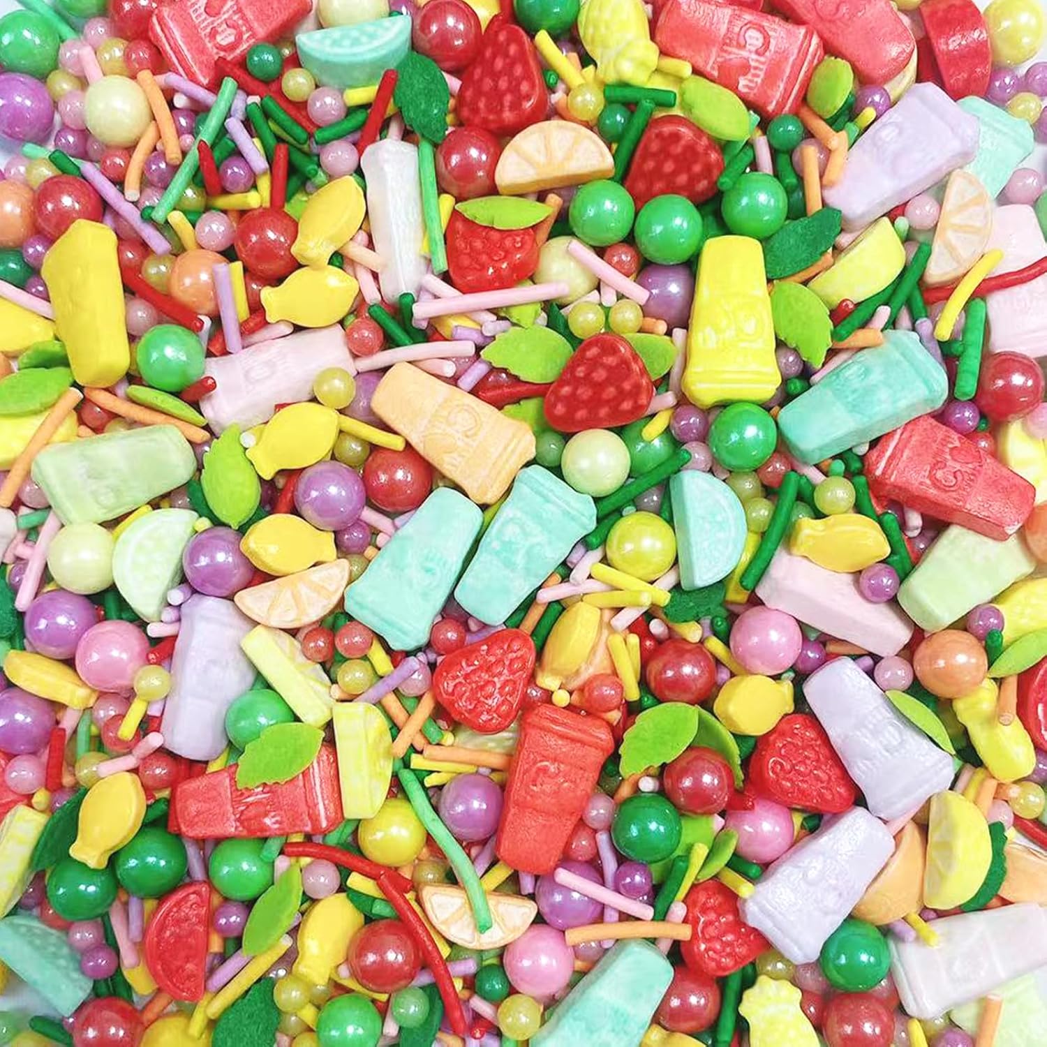 Sentovac Summer Fruit Sprinkle Edible Cake Decorating Watermelon Strawberry Orange Pineapple MIx Sprinkle for Cake Cupcake Topper Cookie Baking Decorations Party Birthday Supplies