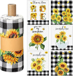 Mindsoft 36 Pcs Spring Sunflower Reusable Paper Towels Rolls Sunshine Washable Bulk Spring Kitchen Towels Paperless Reusable Cloth Cotton Napkins with Cardboard for Kitchen Bathroom Home Decor