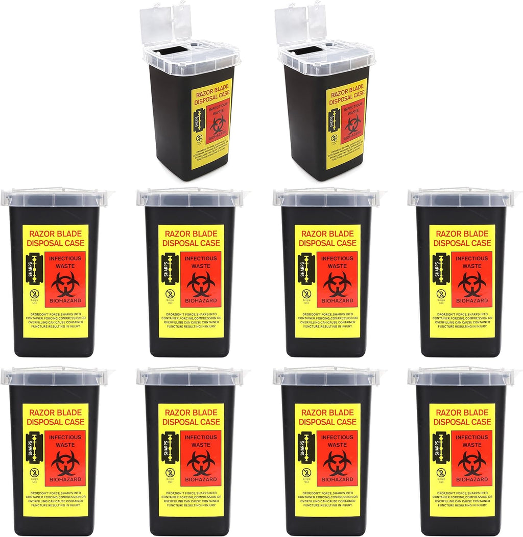 10 Pack Sharps Container Blade Disposal Containers Tattoo Syringe Needle Trash Can Case Barber Razor Storage Dispenser Biohazard Infectious Waste Case for Home Professional Use (10PCS)