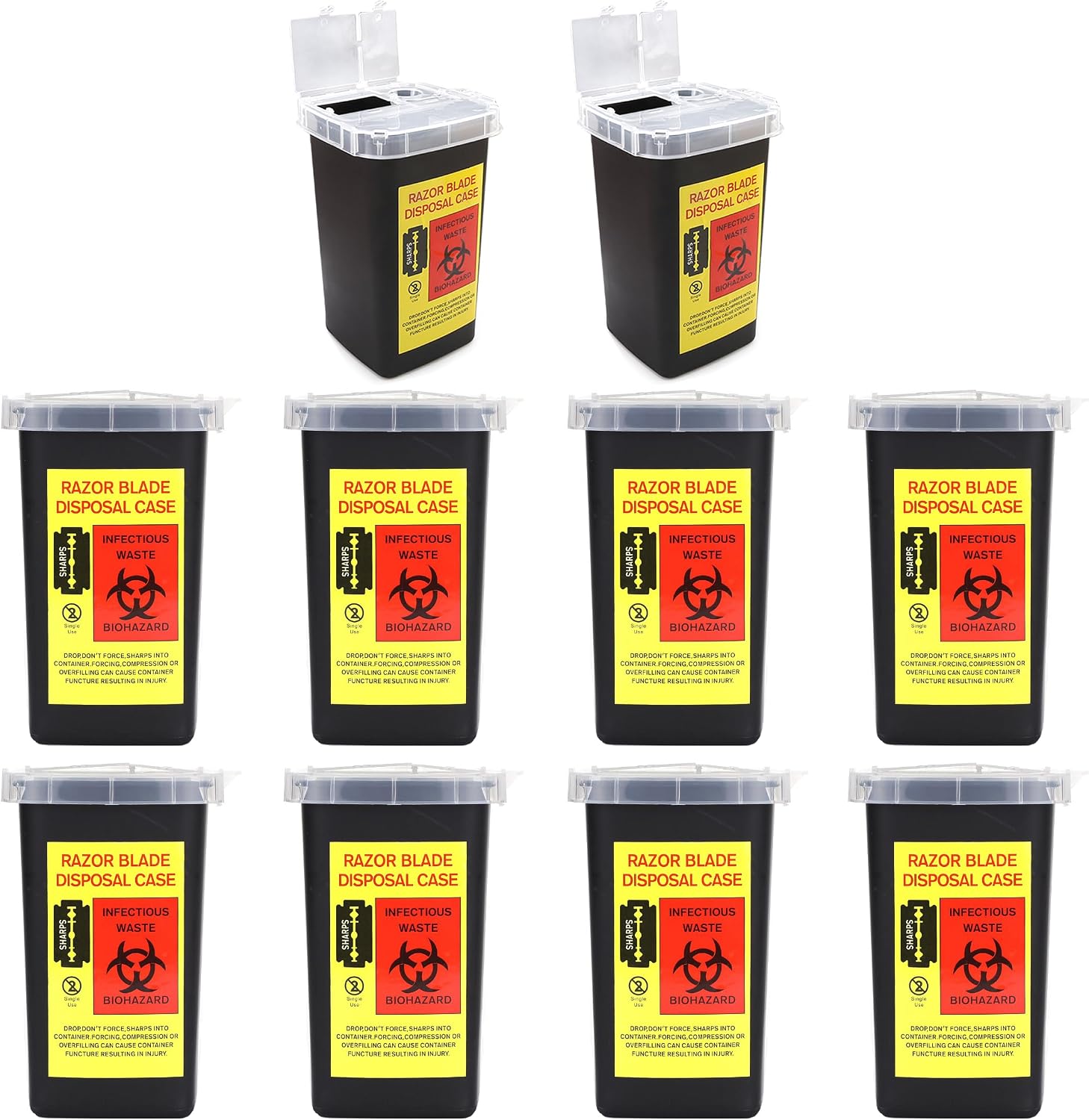10 Pack Sharps Container Blade Disposal Containers Tattoo Syringe Needle Trash Can Case Barber Razor Storage Dispenser Biohazard Infectious Waste Case for Home Professional Use (10PCS)
