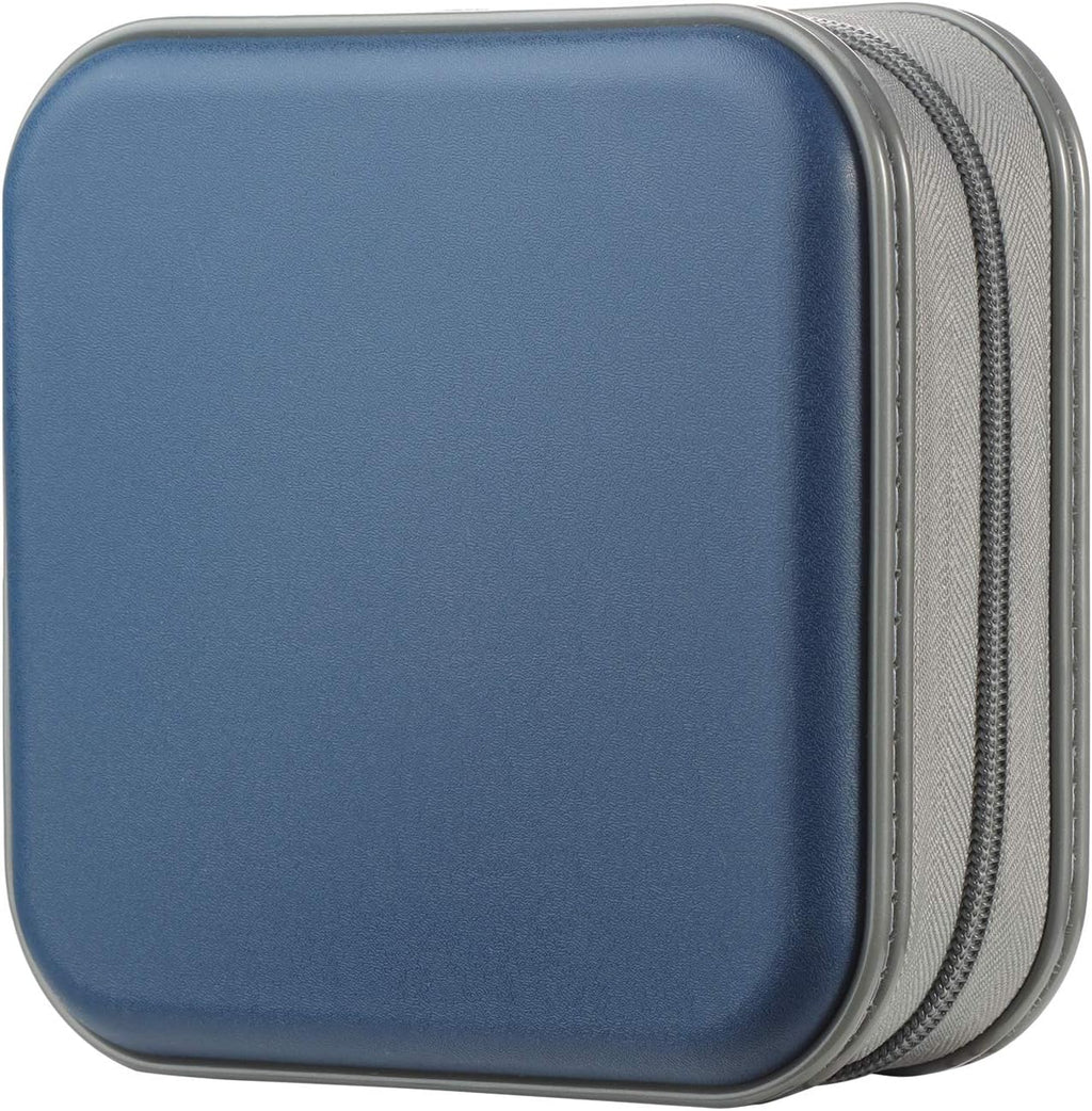 alavisxf xx CD Case, 48 Capacity Hard Plastic DVD Case Portable Zipper CD Case Holder Large Storage Disc Wallet Bag for Car Home Travel (Dark Blue, 48 Capacity)