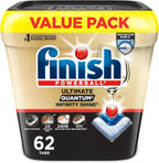 Finish Ultimate Quantum Infinity Shine Dishwasher Pods, New & Improved Formula, Dishwasher Detergent Dish Soap, Removes Burnt-On & Dried-On Stain, Degreasing, Scrubbing, & Shining Power, 62 Count
