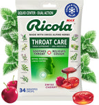 Ricola Max Swiss Cherry Throat Care Large Bag | Cough Suppressant Drops | Dual Action Liquid Center | Soothing Long-Lasting Relief - 34 Count (Pack of 1)