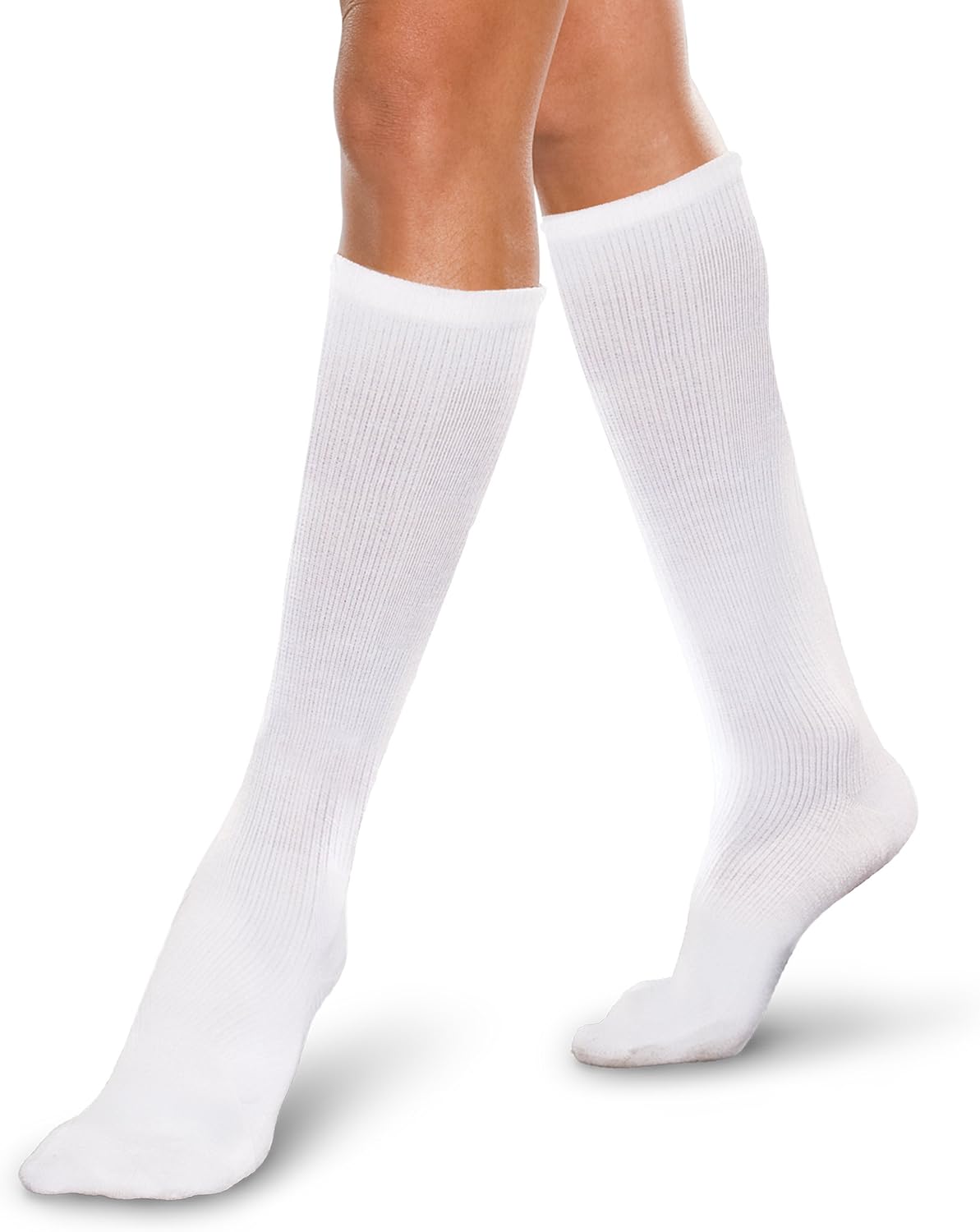 Therafirm Core-Spun Mild (15-20mmHg) Graduated Compression Support Knee High Socks (White, XXL)