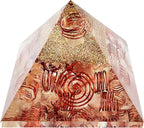 Orgonite Crystal Pyramid with Copper Coil Quartz and 25 Crystal Points – Handmade Orgone Pyramid for Meditation & Home Décor