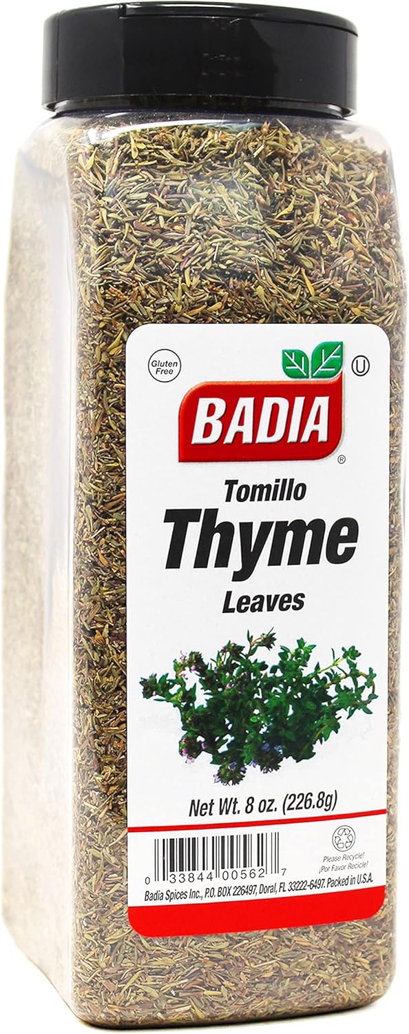 Badia Whole Thyme Leaves, 8 oz - Dried Herb for Cooking, Seasoning, and Marinades, Kosher, No Gluten
