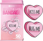 BioSwiss Bandages, Valentine Heart Shaped Self Adhesive Bandage Set, Latex Free, Sterile Wound Care, 50 Count