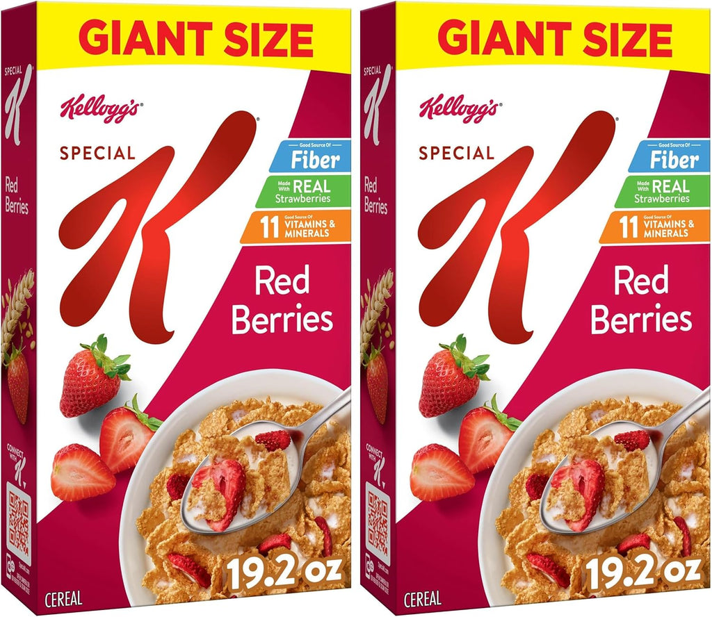 Kellogg's Special K Red Berries Breakfast Cereal,Good Source of Fiber,Giant Size,19.2 oz,(Pack of 2)
