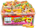 Sweetzone Sour Jelly Suckers 800g 100pcs, Fizzy Fruity Gummies, Retro Soft Halal Gummy Candy, Sweet Tub of Bulk Sweeties, Jelly Sweets for Kids, Party Candy, Bulk Sweet Gummy Mix