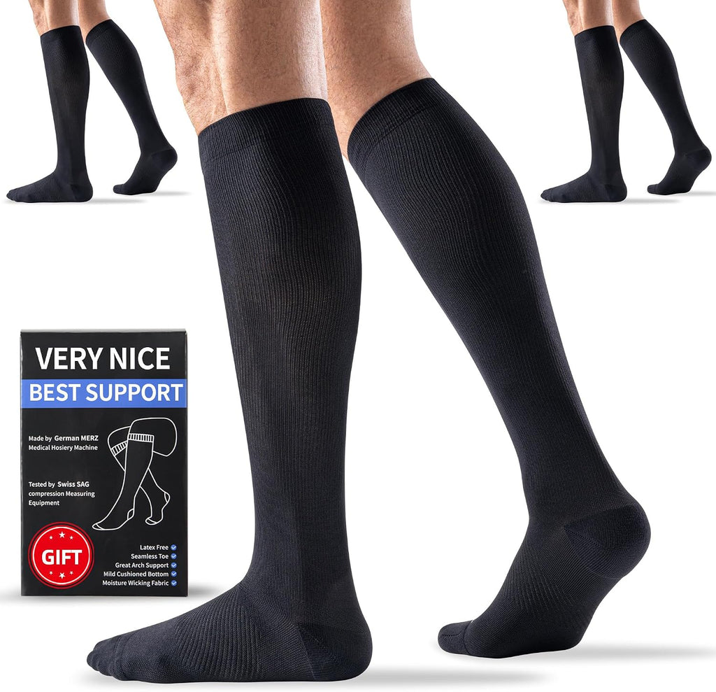 Medical Compression Socks 20-30 mmHg for Men Women (3 Pairs) - Best Support for All Day Wear, Pain Relief, Circulation