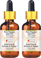 Greenwood Essential Pure Papaya seed Oil (Carica papaya) with Glass Dropper Cold Pressed (Pack of Two) 100ml X 2 (6.76 oz)