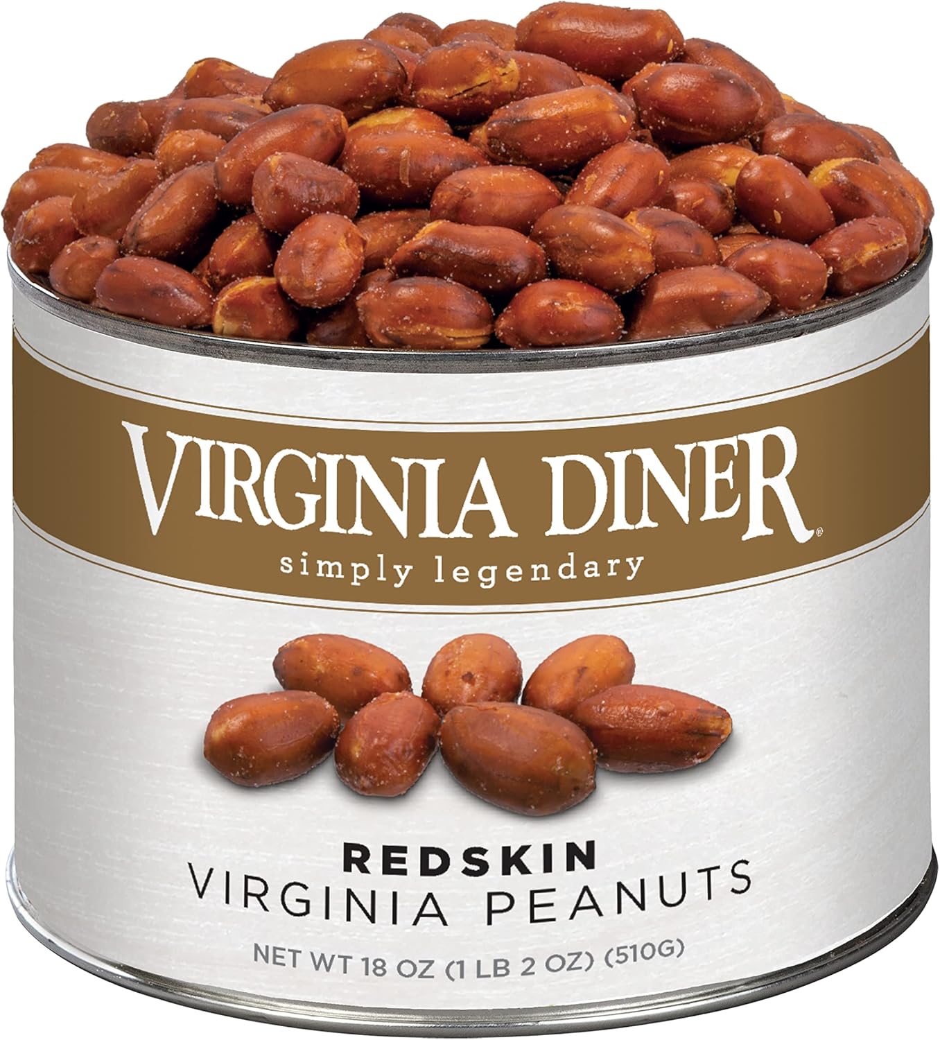 Virginia Diner Blister Roasted Salted XL Red Skin Virginia Peanuts Gourmet All Natural Non GMO 18 oz Can