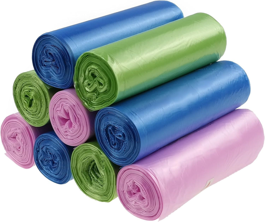 Cand 3 Gallon Garbage Bags, Colorful Clear Trash Bags for Office Home, 9 Rolls / 180 Counts