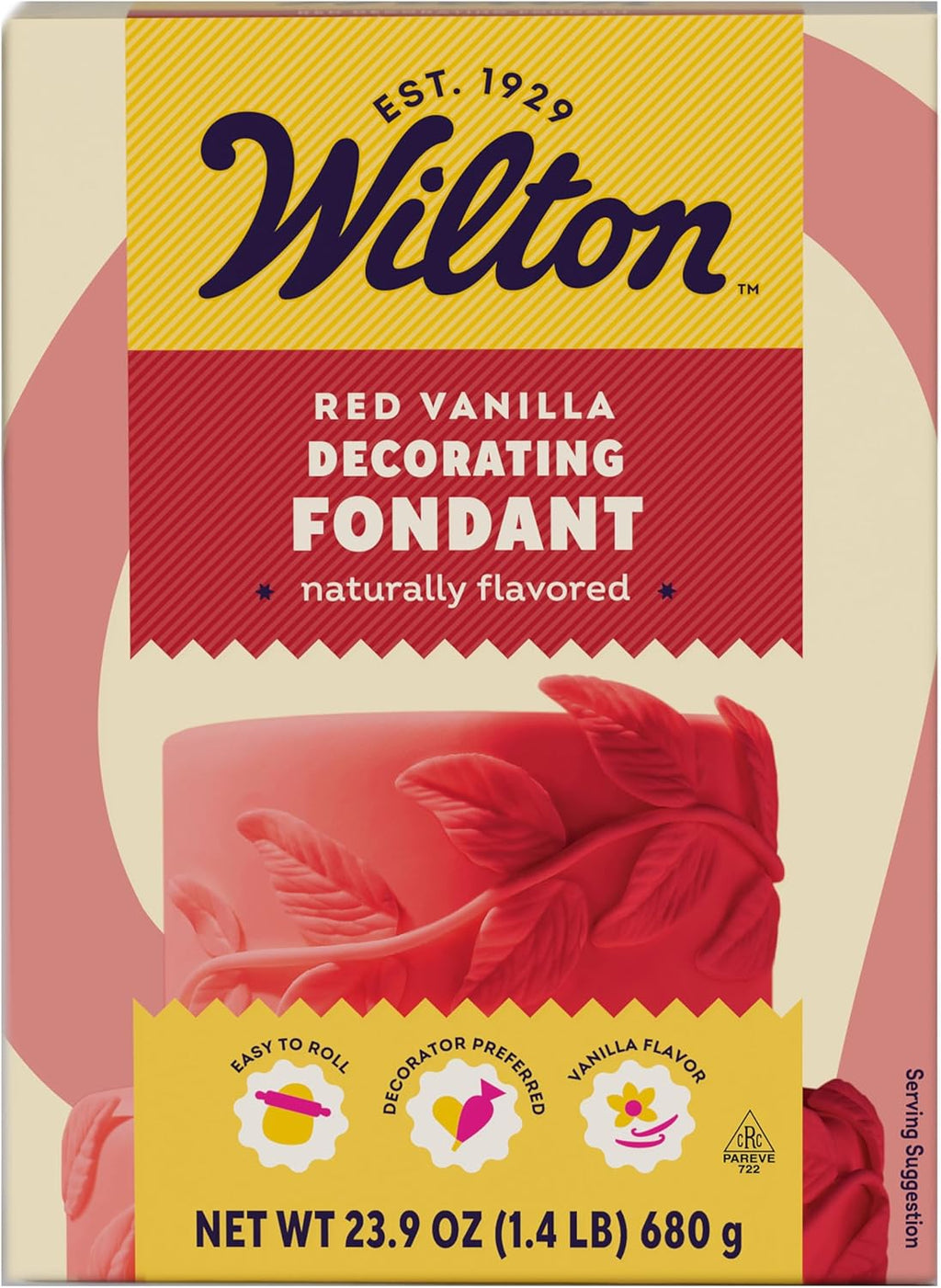 Wilton Red Fondant for Cake Decorating Premade, Vanilla Flavored, Easy to Roll & Ready to Use, 23.9 oz.