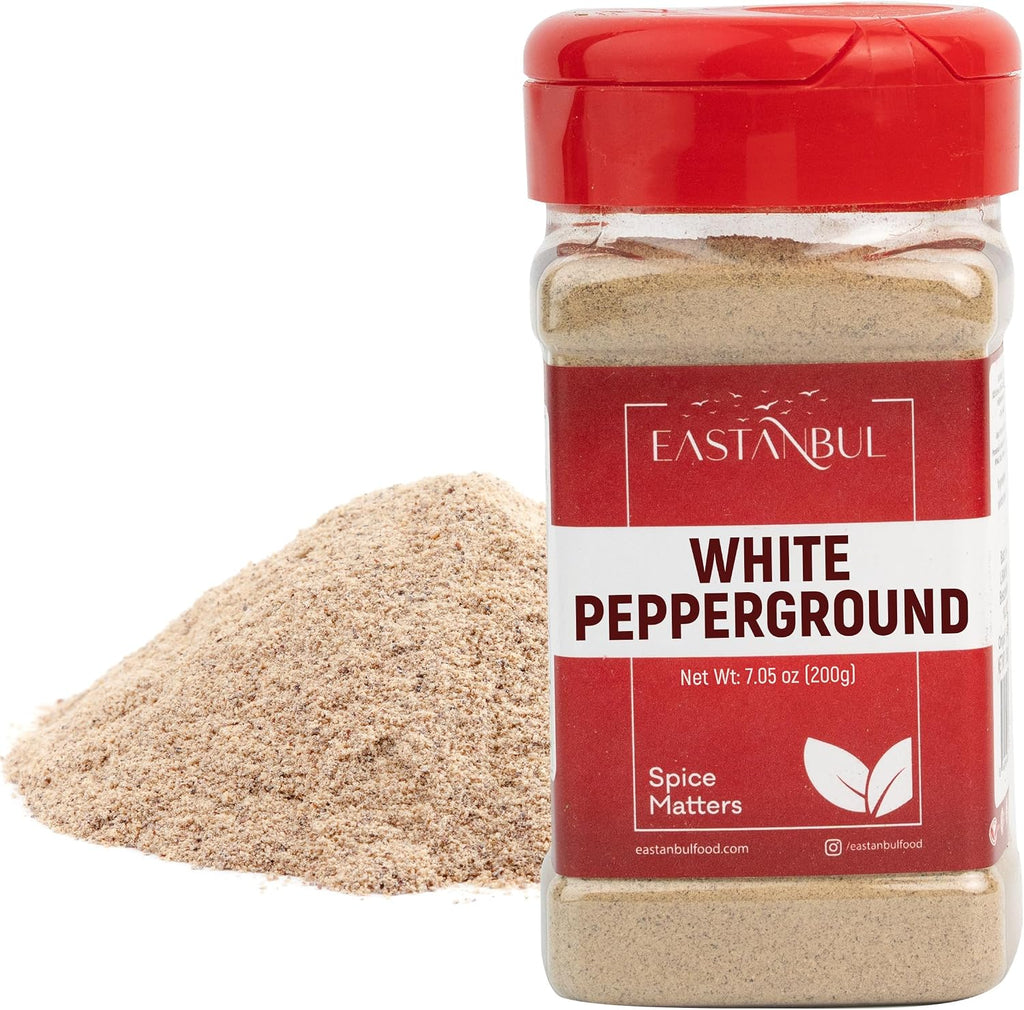 Eastanbul White Pepper Ground, 7.1oz, Premium Ground White Pepper Powder, Perfect for Cooking and Seasoning, Vegan, Gluten Free, Non GMO, No MSG