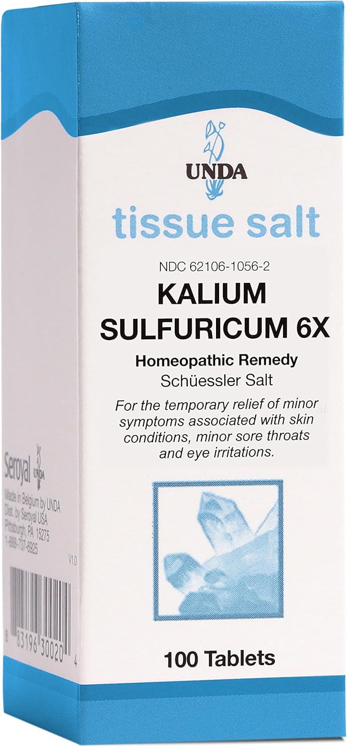 UNDA Kalium Sulfuricum 6X | Homeopathic Remedy Supports Temporary Relief of Minor Symptoms Associated with Skin Irritation | 100 Tablets