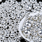 Silver Pearl Sprinkles for Cake Decorating, 6 Sizes Mix 4.6 oz Edible Pearls Sugar Sprinkles for Baking Cupcake Cookies
