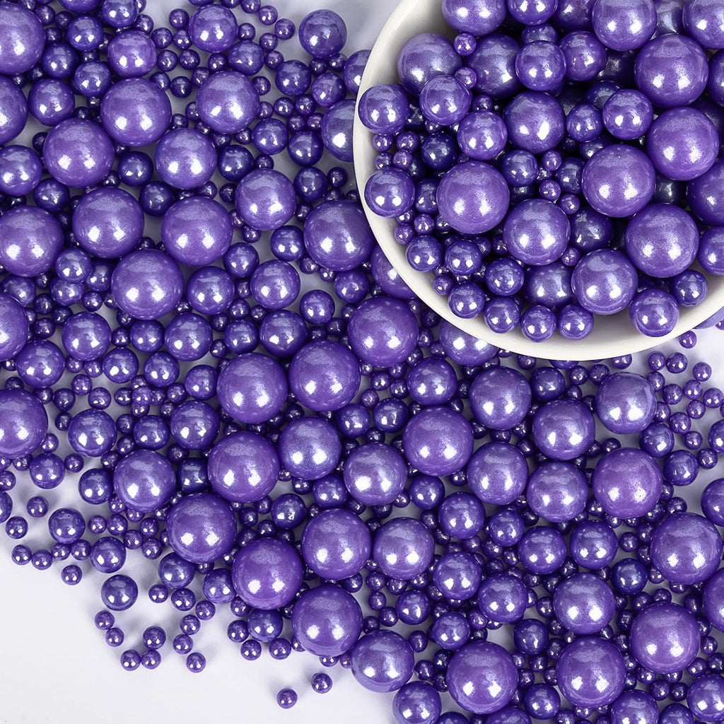 Edible Purple Pearl Sprinkles for Cake Decorating,Pearls Sugar Sprinkle,130g/4.58oz Mix Size,Baking Edible Cake Decorations Candy,Cupcake Toppers,Cookie Decorating Donuts Ice Cream Toppings,Mother's Day Easter Birthday Party Supplies