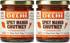 Brooklyn Delhi Spicy Mango Chutney - 9 Ounces - Made with Ripe Mangos, Golden Raisins, Fresh Ginger, Garam Masala, and Lemon Juice for a Nice Sour Note - Vegan - No Artificial Additives 2pk