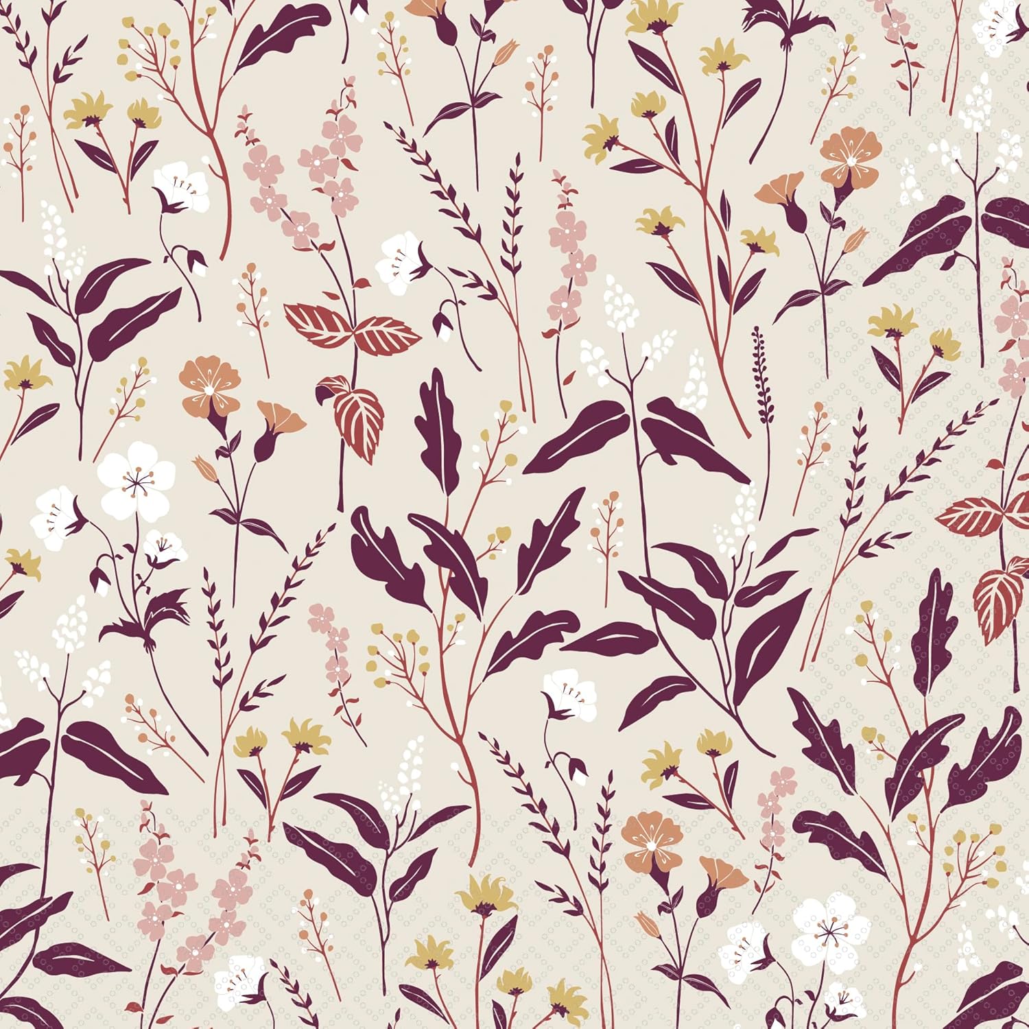IHR Ideal Home Range Party Napkins Disposable 3-Ply Paper Lunch Napkin Pack, 6.5" x 6.5", Pretty Meadow Autumn, 20-Count