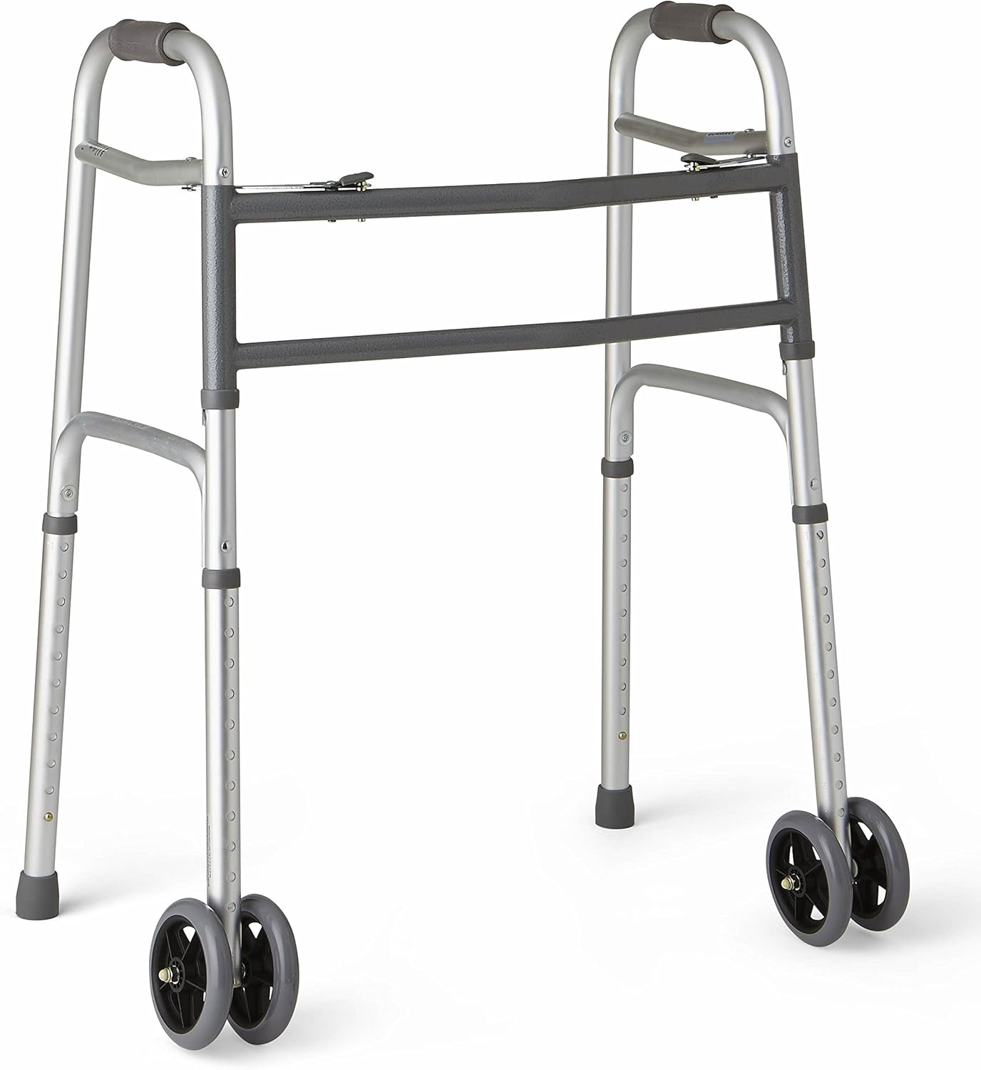 Medline Heavy-Duty Bariatric Folding Walker with 5” Wheels and Durable Handles, 500 lb. Weight Capacity