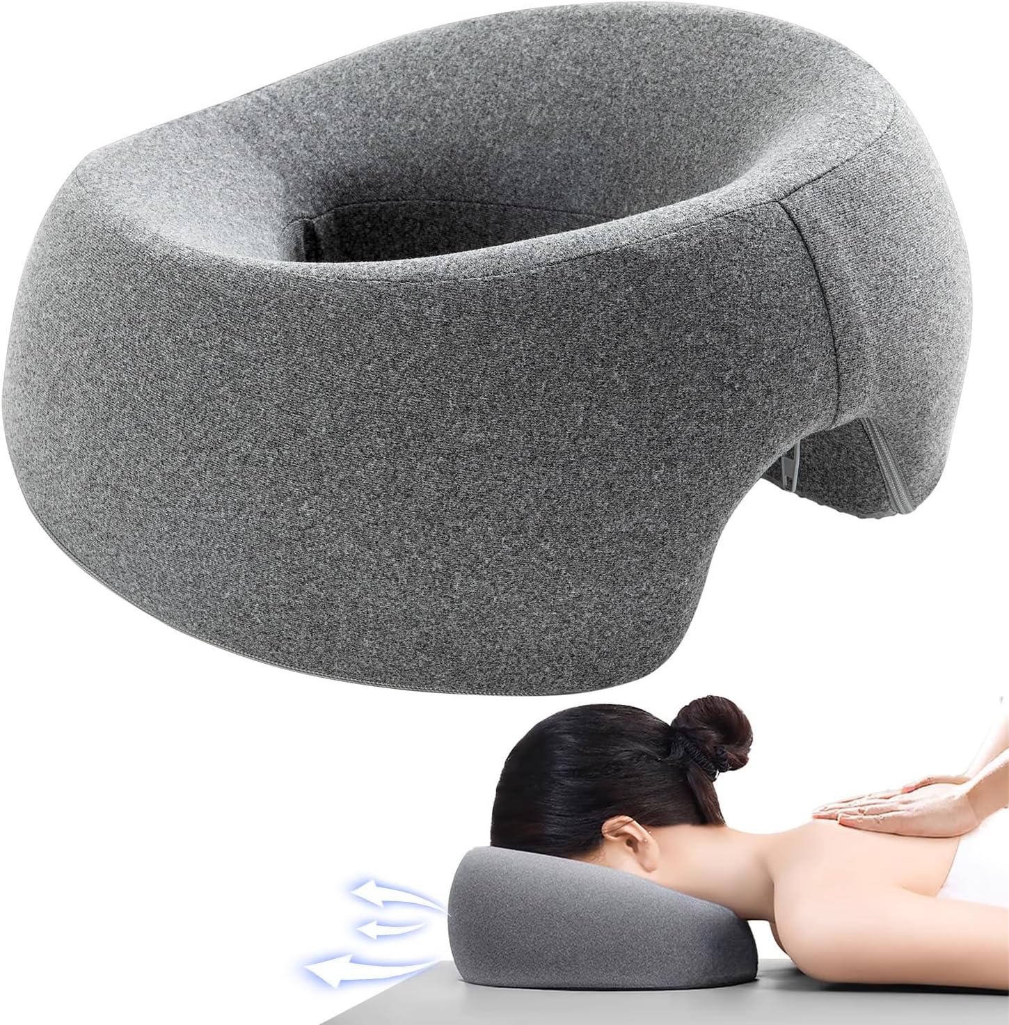 MOONYOOY Massage Head Rest for Bed, Face Down Pillow with Air Vent, Face Cradle for Spa & Stomach Sleeping, BBL Pillow After Eye Surgery, Massage Pillows for Prone Sleeping with Face Cradle Pad