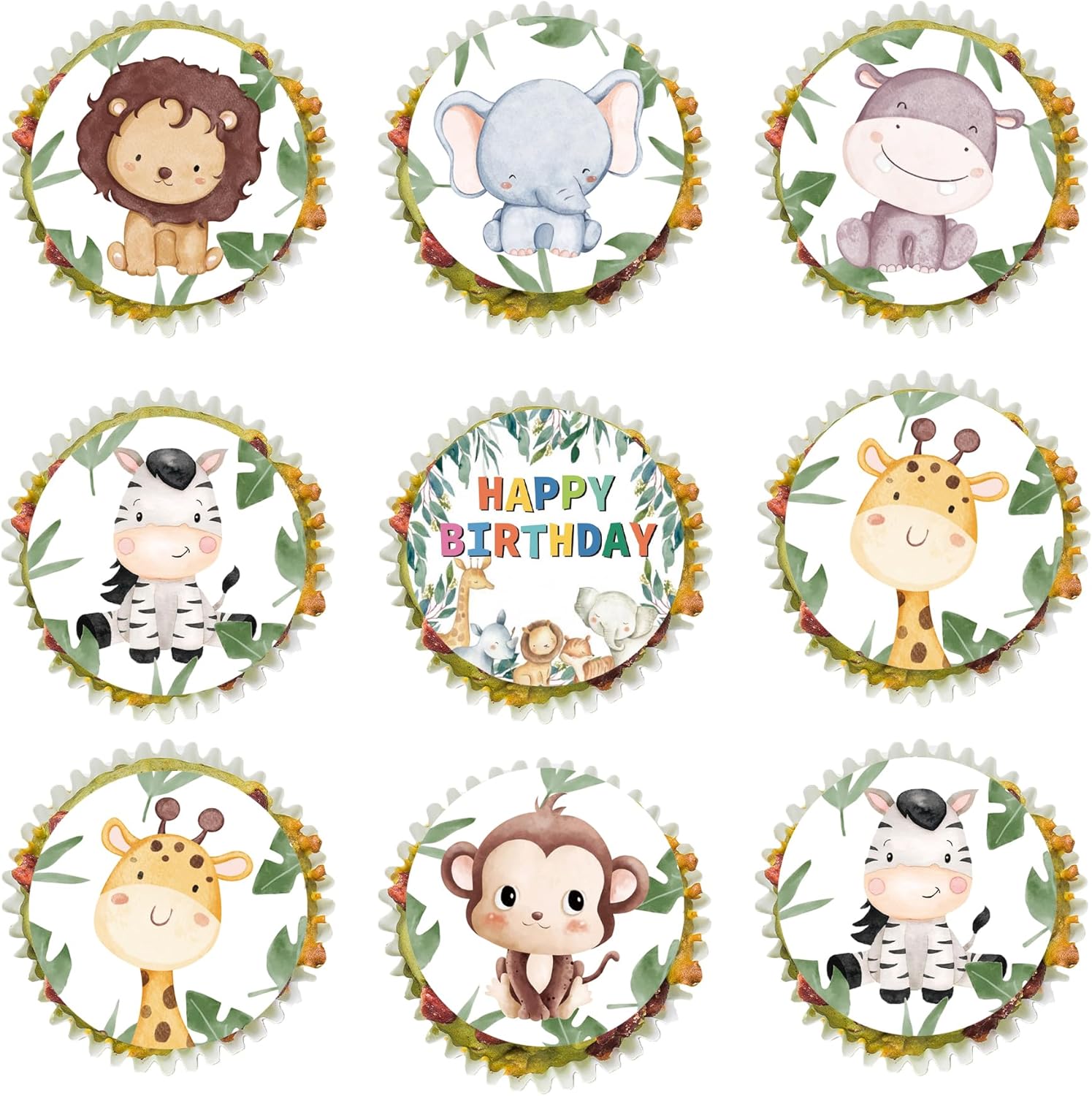 28 Pcs Edible Jungle Wildlife Cupcake Toppers Animal Zoo Themed Cupcake Toppers Carefully Selected Birthday Party Decorations Baby Shower Party Decoration