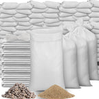 Windyun 200 Pcs White Empty Sandbags with Ties 18 x 30 Inch White Woven Polypropylene Sand Bags Bulk, Heavy Duty Sand Bags Flood Water Barrier for Hurricane Flooding, Construction