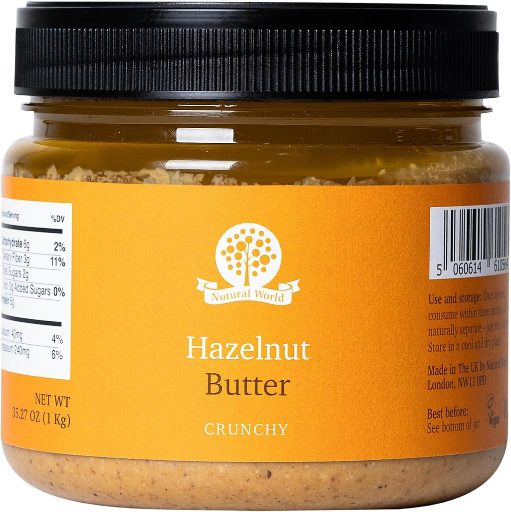 Nutural World - Crunchy Hazelnut Nut Butter 35 Oz (1kg) - 100% Pure/Single Ingredient - Great Taste Award winner