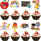 WorldBazaar Teacher Appreciation Cupcake Toppers 24 PCS Thank You Cupcake Toppers Teacher Appreciation Graduation Birthday Party Decorations