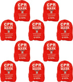 WNL Products CPR Rescue Mask, Adult/Child & Infant Pocket Resuscitator, Soft Case Kit with Belt Clip 10 Pack