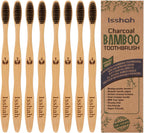 Biodegradable Eco-Friendly Natural Compostable Bamboo Toothbrushes, FSC Certified and PETA Approved - Pack of 8