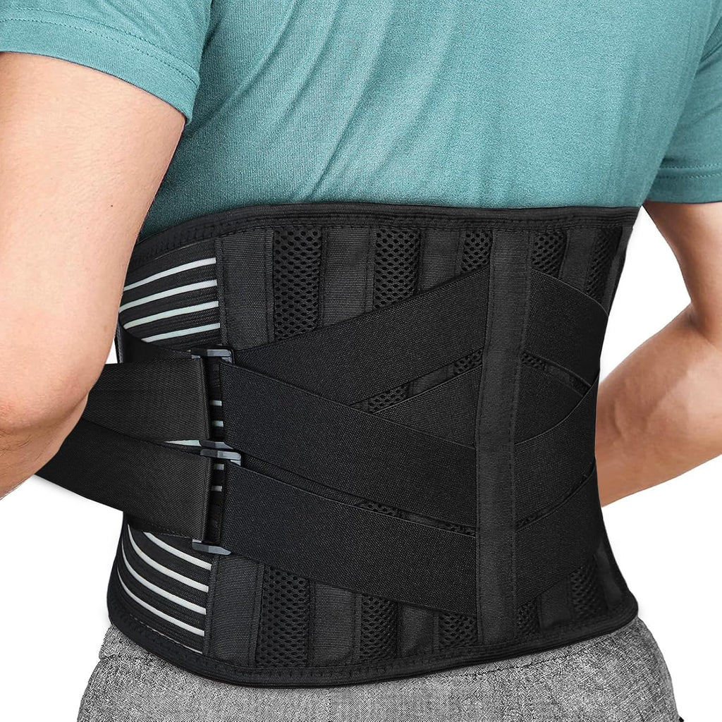 Back Brace for Lower Back Pain Relief, Anti-skid Lumbar Support Belt With Mesh for Women Men, Adjustable Lumbar Support Brace for Sciatica, Scoliosis, Body Shape Waist Trainer for Heavy Lifting, Gym, Workouts (M)