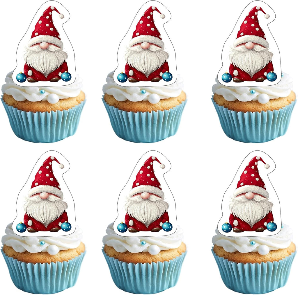 50 PCS Edible Santa Claus Cupcake Toppers Wafer Paper Father Christmas Cake Toppers Edible Santa Claus Birthday Decorations for Xmas Theme Baby Shower New Year Holiday Party Cake Decorations Supplies