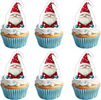 50 PCS Edible Santa Claus Cupcake Toppers Wafer Paper Father Christmas Cake Toppers Edible Santa Claus Birthday Decorations for Xmas Theme Baby Shower New Year Holiday Party Cake Decorations Supplies
