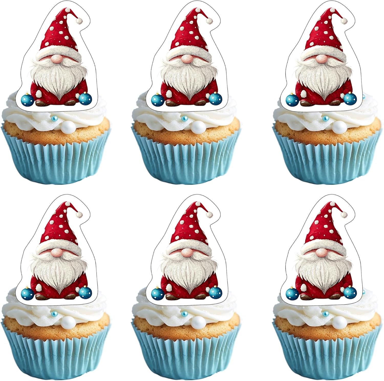 50 PCS Edible Santa Claus Cupcake Toppers Wafer Paper Father Christmas Cake Toppers Edible Santa Claus Birthday Decorations for Xmas Theme Baby Shower New Year Holiday Party Cake Decorations Supplies