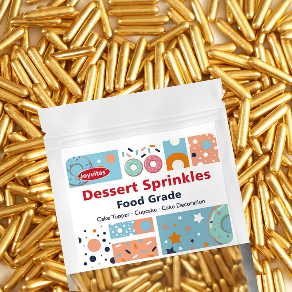 Gold Rods Sugar Sprinkles for Cake Decorating, 150g/5.29oz, Edible Golden Sprinkles, Metallic Gold Rods for Baking, Cupcakes, Cookies Topper, Holiday, Party, Wedding, Birthday Supplies