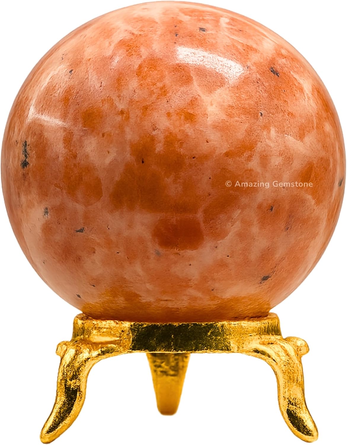 Amazing Gemstone Sunstone Crystal Ball with Stand - 1.5 Inches Crystal Sphere Meditation Balls for Witchcraft and Decorative Balls