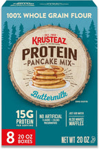 Krusteaz Protein Buttermilk Pancake and Waffle Mix, 15g Protein Per Serving, 20 oz Boxes (Pack of 8)
