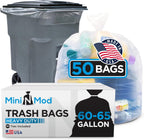 60-65 Gallon Clear Trash Bags | 50 Count | Large Clear Plastic Bags for Recycling, Garbage, and Commercial Use – Fits 60 Gallon and 65 Gallon Cans
