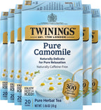 Twinings Pure Camomile Herbal Tea Individually Wrapped Bags, Calming & Delicate, 20 Count (Pack of 6), Naturally Caffeine-Free, Enjoy Hot or Iced, 120 Teabags