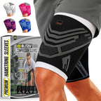 BLITZU Hamstring Compression Sleeve 1 Pair, Upper Leg Sleeves, Thigh, Quad & Groin Support for Men and Women, Anti-Slip Thigh Brace & Wrap for Running, Workout, Sports Recovery Black S