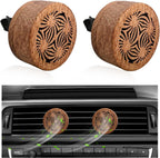 KVAEY 2 PCS Wood Car Essential Oil Diffuser, Wooden Aromatherapy Essential Oils Diffuser with Vent Clip, Wood Vent Clip Air Freshener for Vehicle Office Home Bedroom (Lucky Stamen)