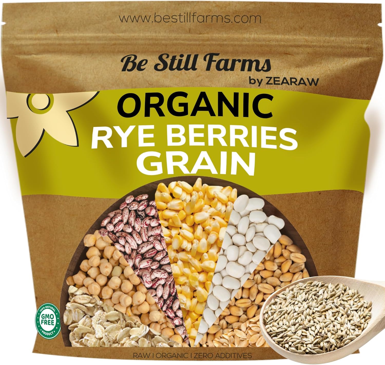 Be Still Farms Organic Rye Berries Bulk (5.8 lb) - Whole Rye Grain Seeds - Kernels Great for Flour, Bread, Cereal - High in Fiber & Protein | USA Grown | USDA Certified | Vegan | Non-GMO