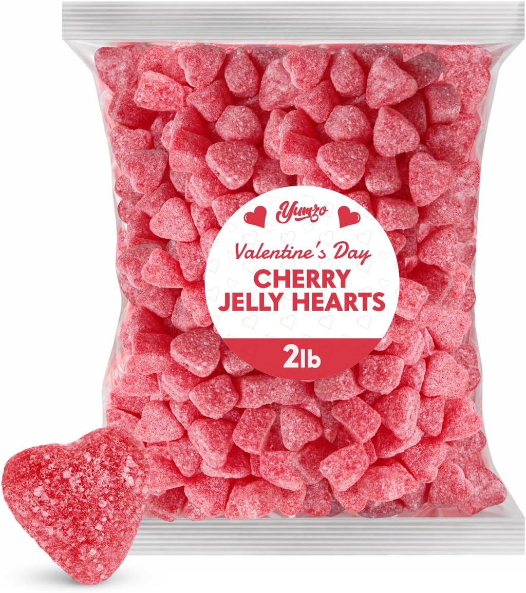 Valentine Cherry Jelly Hearts Candy, 2lbs Pack of Valentine's Day Candy Bulk, Ideal Valentine’s Day Gummy Candy for Parties, Classroom Exchanges and Gift Bags, Perfect for Sharing with Loved Ones